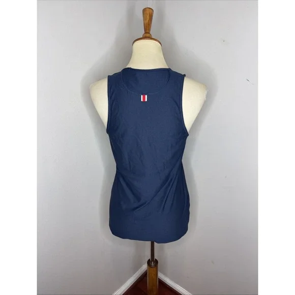 Womens Tracksmith Van Cortlandt Singlet Navy Ivory Tank Medium M - Picture 4 of 10